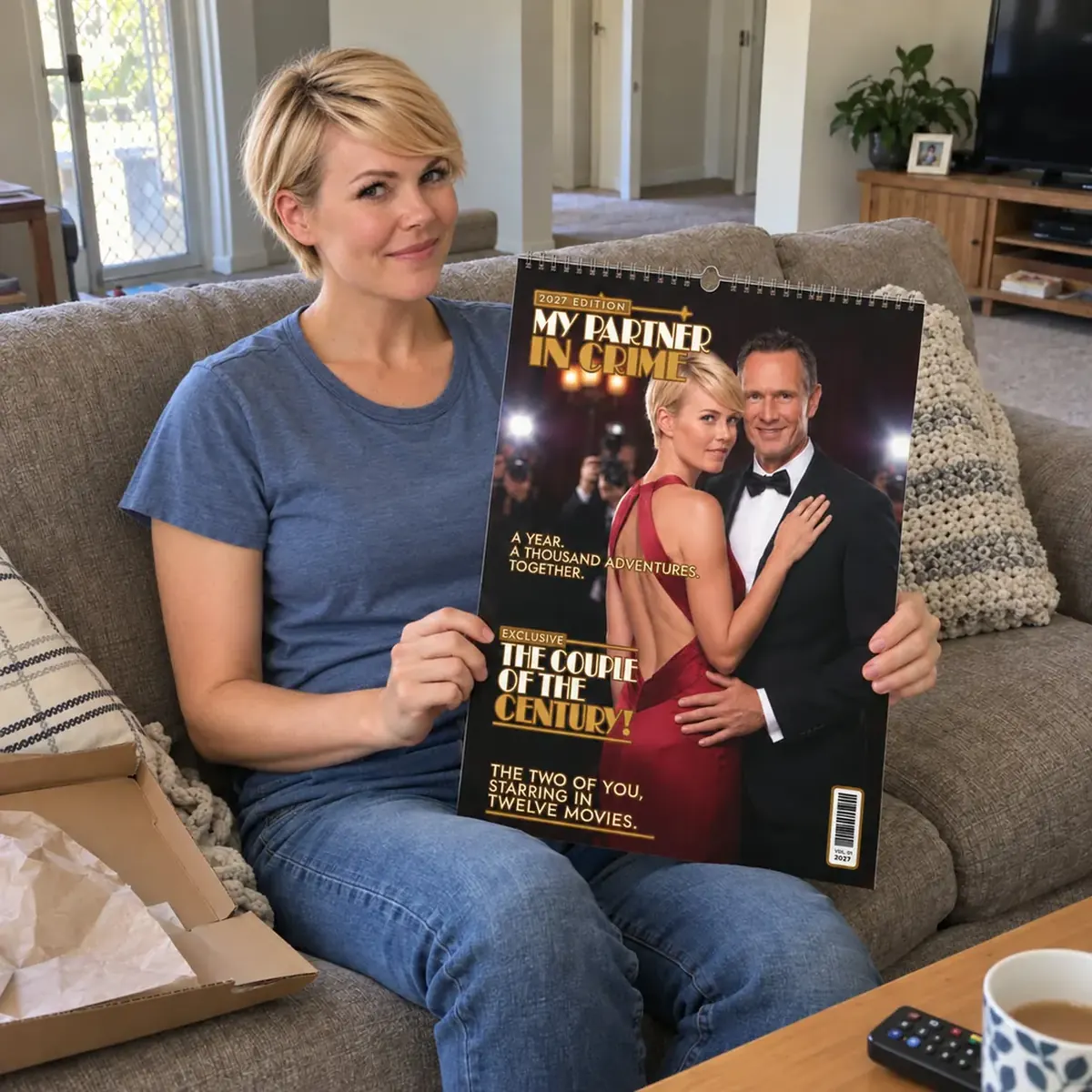 Claire & Michael with their personalised calendar.